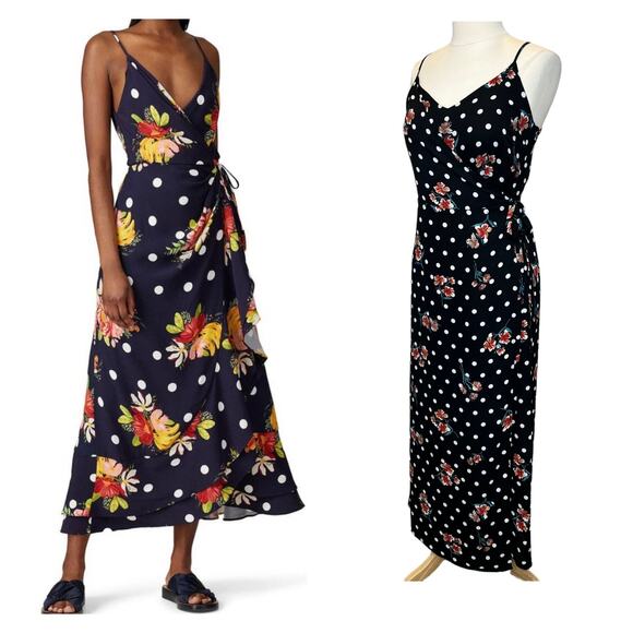 NWT Philosophy Women's Polka Dot Floral Sleeveless V-Neck Wrap Maxi Dress Sz 10 - Picture 2 of 15